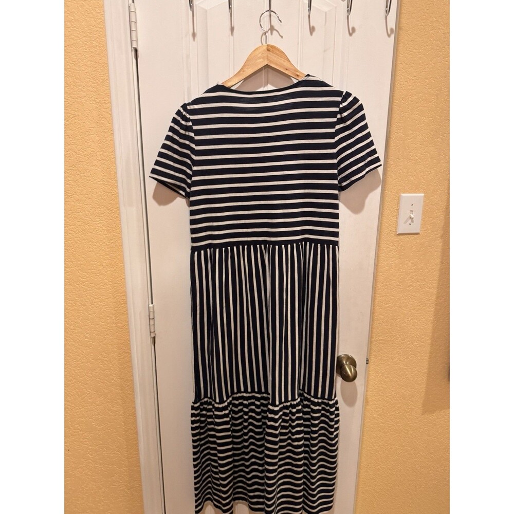 Boden Emma Tiered Jersey Midi Dress Blue and White Stripes SIZE 8P - Picture 9 of 14